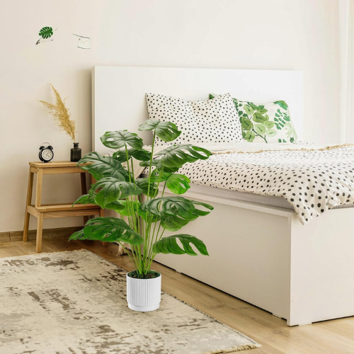 28" Artificial Monstera Potted Plant, Large Faux Indoor Outdoor Floor Plant for Living Room or Front Porch Decor - Image 3