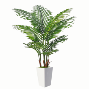 6FT Artificial Palm Tree with White Pot, Tall Faux Indoor Palm Plant for Home or Office Decor