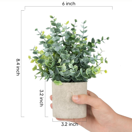 2 Pcs Small Artificial Eucalyptus Potted Plants, Sage Green Faux Shelf Plants for Home, Bathroom, Desk, or Farmhouse Decor - Image 4