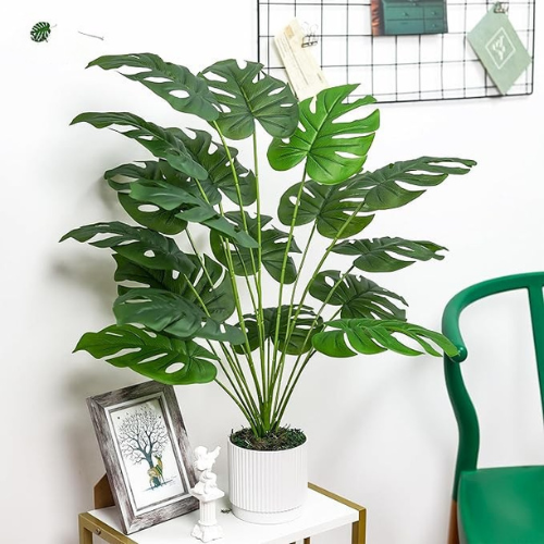 28" Artificial Monstera Potted Plant, Large Faux Indoor Outdoor Floor Plant for Living Room or Front Porch Decor - Image 4