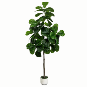 6FT Artificial Fiddle Leaf Fig Tree with White Planter, Large Faux Ficus Lyrata Floor Plant for Indoor Home or Office Decor, 1 Pack