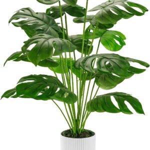 28" Artificial Monstera Potted Plant, Large Faux Indoor Outdoor Floor Plant for Living Room or Front Porch Decor